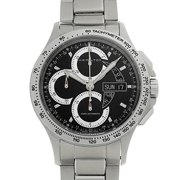 ハミルトン カーキ キング クロノグラフ H64616131 ブラック メンズ 時計 【中古】【wristwatch】