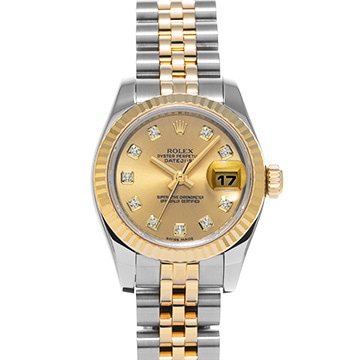 ロレックス デイトジャスト 179173G シャンパン/ダイヤモンド レディース 時計 【中古】【wristwatch】