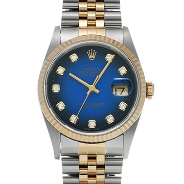 ロレックス デイトジャスト 16233G ブルー・グラデーション/ダイヤモンド メンズ 時計 【中古】【wristwatch】