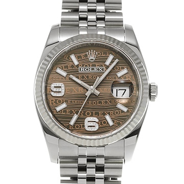 ロレックス デイトジャスト 116234 ブラウンウェーブ/ダイヤモンド メンズ 時計 【中古】【wristwatch】