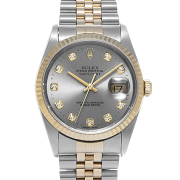 ロレックス デイトジャスト 36 16233G グレー/ダイヤモンド メンズ 時計 【中古】【wristwatch】