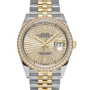 ロレックス デイトジャスト 36 126283RBR ゴールデン フルーテッドモチーフ/ダイヤモンド メンズ 時計 【中古】【wristwatch】