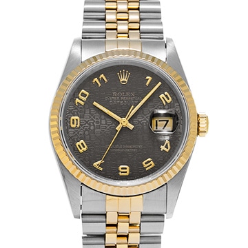 ロレックス デイトジャスト 16233 ブラックコンピュータ メンズ 時計 【中古】【wristwatch】