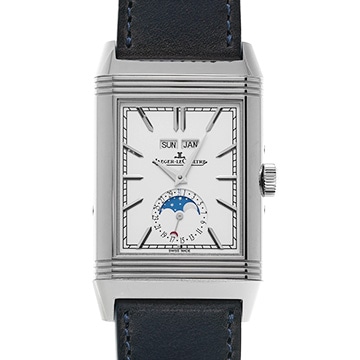 ジャガー ルクルト レベルソ トリビュート デュオカレンダー Q3918420 シルバー/ブルー メンズ 時計 【中古】【wristwatch】