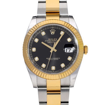 ロレックス デイトジャスト 41 126333G ブライトブラック/ダイヤモンド メンズ 時計 【中古】【wristwatch】