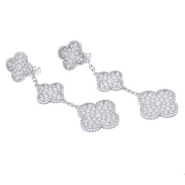 ヴァン クリーフ&アーペル マジックアルハンブラ ピアス 3モチーフ シルバー VCARN9MR00 K18ホワイトゴールド WG レディース ジュエリー 【中古】【jewelry】