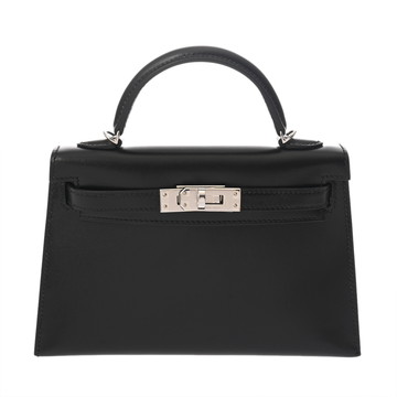 エルメス ミニケリー2 ブラック ボックスカーフ レディース バッグ 【中古】【bag】