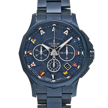 コルム アドミラル レジェンド 42 クロノグラフ 984.113.98/V733 AB12 ブルー メンズ 時計 【中古】【wristwatch】
