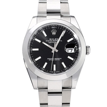 ロレックス デイトジャスト 41 126300 ブライトブラック メンズ 時計 【中古】【wristwatch】