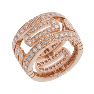 ブルガリ オープンパレンテシ リング #48 フルパヴェ ゴールド 343479 K18ピンクゴールド PG レディース ジュエリー 【中古】【jewelry】