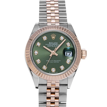 ロレックス レディ デイトジャスト 28 279171G オリーブグリーン/ダイヤモンド レディース 時計 【中古】【wristwatch】