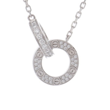 カルティエ ラブサークル ネックレス パヴェ シルバー K18ホワイトゴールド WG レディース ジュエリー 【中古】【jewelry】