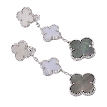 ヴァン クリーフ&アーペル マジック アルハンブラ ピアス 3モチーフ ホワイト K18ホワイトゴールド WG レディース ジュエリー 【中古】【jewelry】