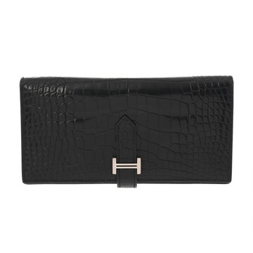 エルメス ベアンスフレ ブラック アリゲーターリセ ユニセックス 財布 【中古】【purse】