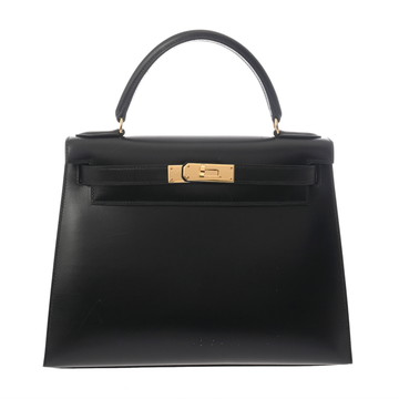 エルメス ケリー 28 外縫い ブラック ボックスカーフ レディース バッグ 【中古】【bag】