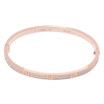カルティエ ラブブレスレット SM #16 フルパヴェ ゴールド N6726317 K18ピンクゴールド PG レディース ジュエリー 【中古】【jewelry】
