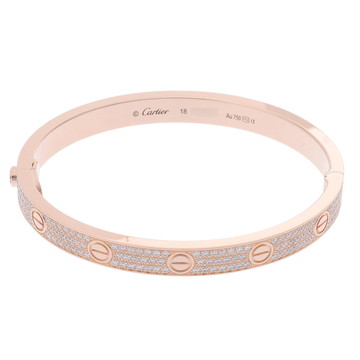カルティエ ラブブレスレット #18 フルパヴェ ゴールド K18ピンクゴールド PG レディース ジュエリー 【中古】【jewelry】