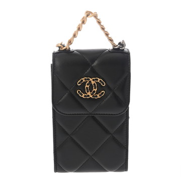 シャネル マトラッセ フラップフォンケース ブラック AP1773 シャイニーラムスキン レディース バッグ 【中古】【bag】