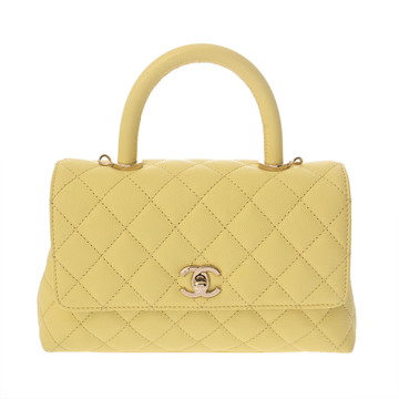 シャネル マトラッセ ココハンドル XS イエロー A92990 グレインドカーフスキン レディース バッグ 【中古】【bag】