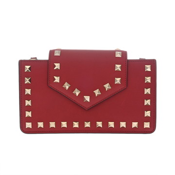 ヴァレンティノ チェーンショルダー レッド レザー レディース バッグ 【中古】【bag】