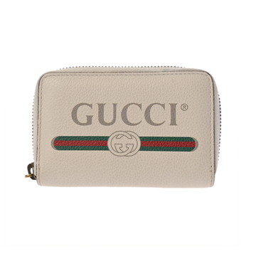 グッチ コインカードケース  アイボリー 496319 493075 レザー ユニセックス 財布 【中古】【purse】