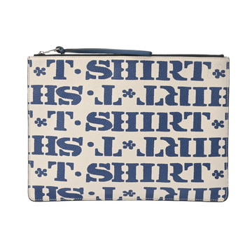 ロエベ Tポーチ  ブルー/ホワイト レザー ユニセックス バッグ 【中古】【bag】