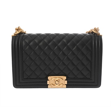 シャネル ボーイシャネル チェーンショルダー 25cm ブラック A67086 キャビアスキン レディース バッグ 【中古】【bag】