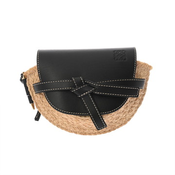 ロエベ ゲートバッグ スモール ナチュラル/ブラック 321.54.T20 ラフィア/カーフ レディース バッグ 【中古】【bag】