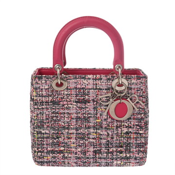 ディオール LADY DIOR ミディアム 2WAY ピンク ツイード レディース バッグ 【中古】【bag】
