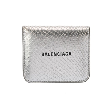バレンシアガ キャッシュ フラップ ウォレット シルバー 594216 レザー ユニセックス 財布 【中古】【purse】
