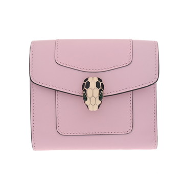ブルガリ コンパクト ウォレット セルペンティ ピンク レザー レディース 財布 【中古】【purse】