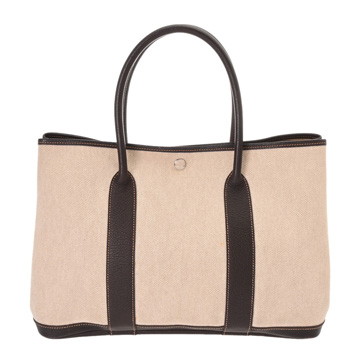 エルメス ガーデンパーティ PM ナチュラル/マロン トワルアッシュ/ブッフルスキッパー レディース バッグ 【中古】【bag】