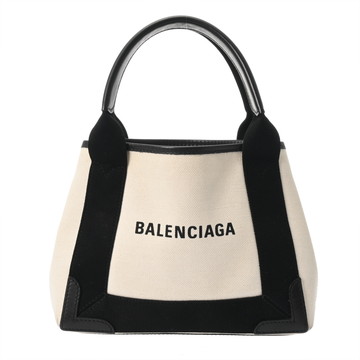 バレンシアガ ネイビーカバス XS ホワイト/ブラック 390346.1081.W.002123 キャンバス/レザー レディース バッグ 【中古】【bag】