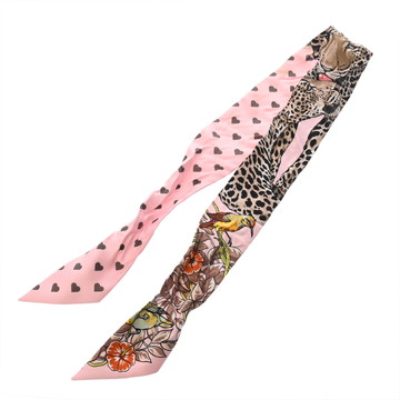 エルメス ツイリー JUNGLE LOVE LOVE ピンク系マルチカラー シルク100％ レディース 【中古】【other】