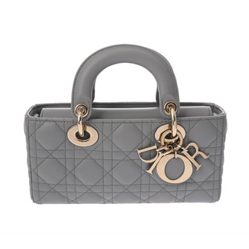 ディオール カナージュ LADY D-JOY ミディアムバッグ グレー M06130NGE ラムスキン レディース バッグ 【中古】【bag】