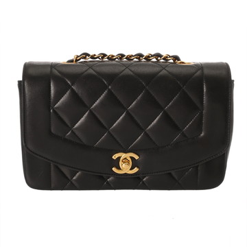 シャネル マトラッセ ダイアナフラップ チェーンショルダー 22cm ブラック A01164 ラムスキン レディース バッグ 【中古】【bag】