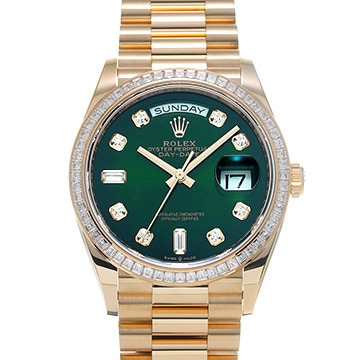 ロレックス デイデイト 36 128398TBR グリーンオンブレ/ダイヤモンド メンズ 時計 【中古】【wristwatch】