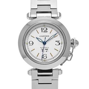 カルティエ パシャC ビッグデイト W31044M7 ホワイト ユニセックス 時計 【中古】【wristwatch】