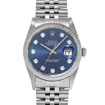 ロレックス デイトジャスト 16234G ブルー/ダイヤモンド メンズ 時計 【中古】【wristwatch】