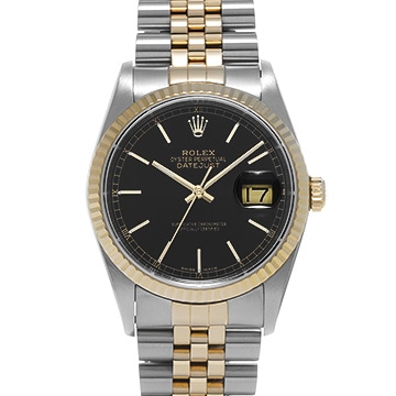 ロレックス デイトジャスト 16233 ブラック メンズ 時計 【中古】【wristwatch】
