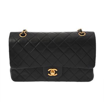 シャネル マトラッセ Wフラップ Wチェーンショルダー 25cm ブラック A01112 ラムスキン レディース バッグ 【中古】【bag】