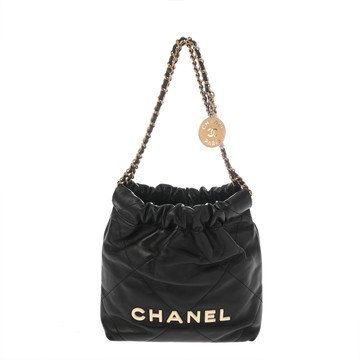 シャネル ミニ ハンドバッグ CHANEL22 ブラック AS3980 シャイニーカーフスキン レディース バッグ 【中古】【bag】