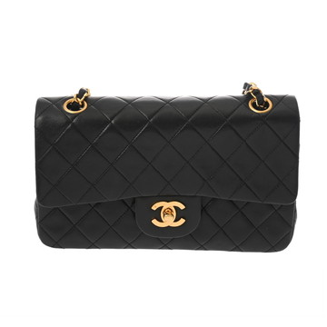 シャネル マトラッセ WフラップWチェーンショルダー 23 ブラック A01113 ラムスキン レディース バッグ 【中古】【bag】