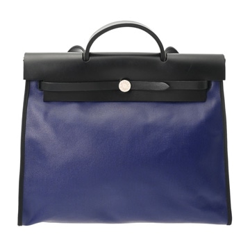 エルメス エールバッグ ジップ MM 2WAY ブラック/ブルーアンクル トワルアッシュ・ベルリンヌ/ヴァッシュハンター ユニセックス バッグ 【中古】【bag】