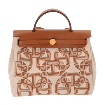 エルメス エールバッグ ジップ PM ゴールド/エクリュ トワルアッシュ/ヴァッシュハンター レディース バッグ 【中古】【bag】