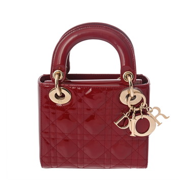 ディオール カナージュ LADY DIORミニバッグ チェリーレッド M05050WCB_M323 パテントカーフ レディース バッグ 【中古】【bag】