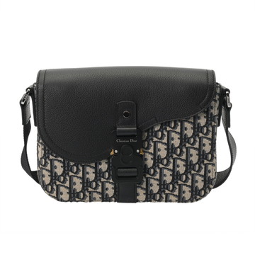 ディオール サドル メッセンジャーバッグ ベージュ/ブラック 1ADP0049YKS_H27E オブリーク・ジャガードキャンバス/グレインドカーフ メンズ バッグ 【中古】【bag】