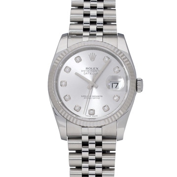 ロレックス デイトジャスト 116234G グレー/ダイヤモンド メンズ 時計 【中古】【wristwatch】