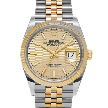 ロレックス デイトジャスト 36 126233 ゴールデン フルーテッドモチーフ メンズ 時計 【中古】【wristwatch】