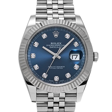 ロレックス デイトジャスト 41 126334G ブライトブルー/ダイヤモンド メンズ 時計 【中古】【wristwatch】